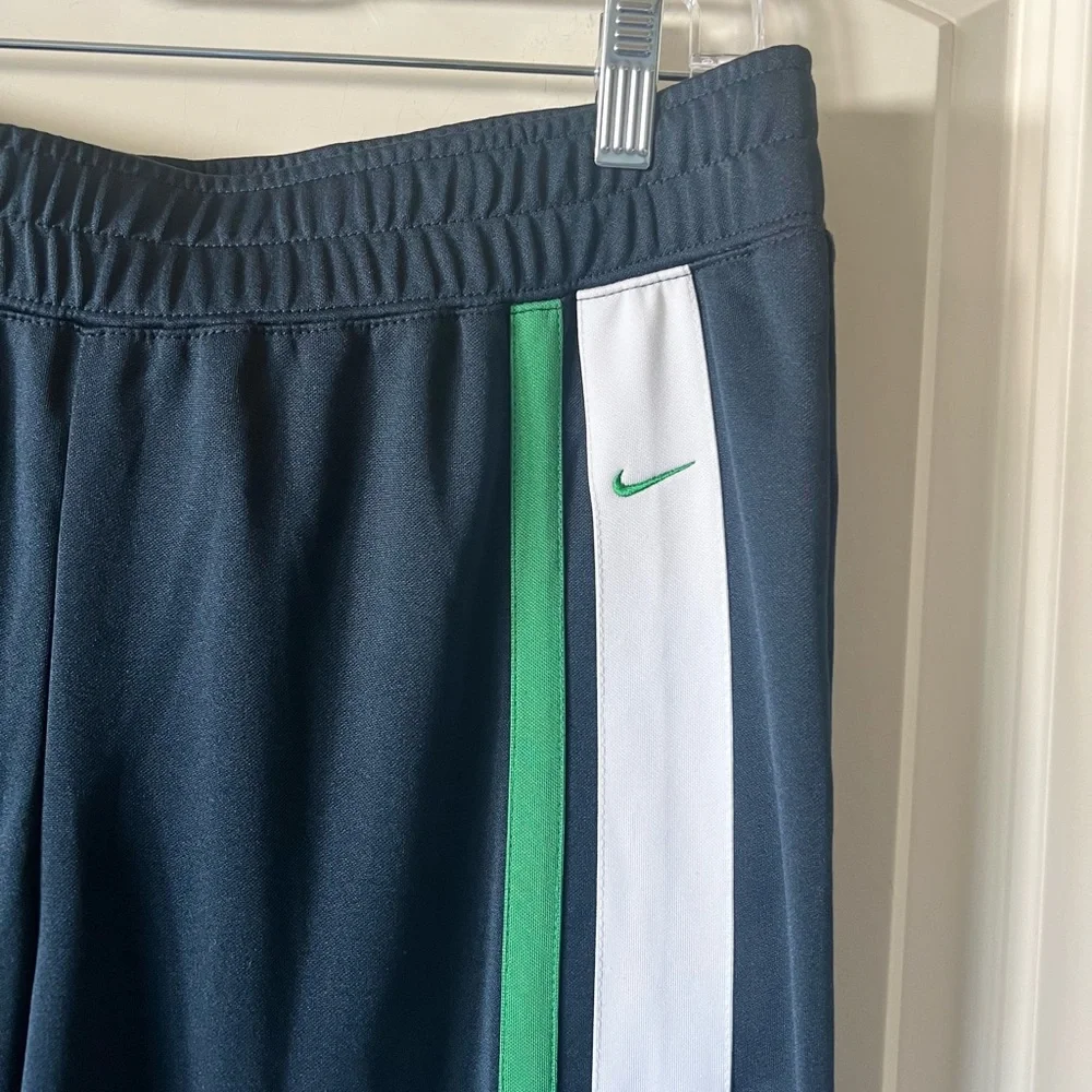 Vintage Nike Y2K Navy Track Pants Green White Side Stripe Wide Leg Large